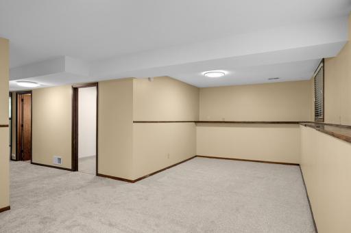 Lower level family room is a great place for entertaining, moving nights, and watching the game!