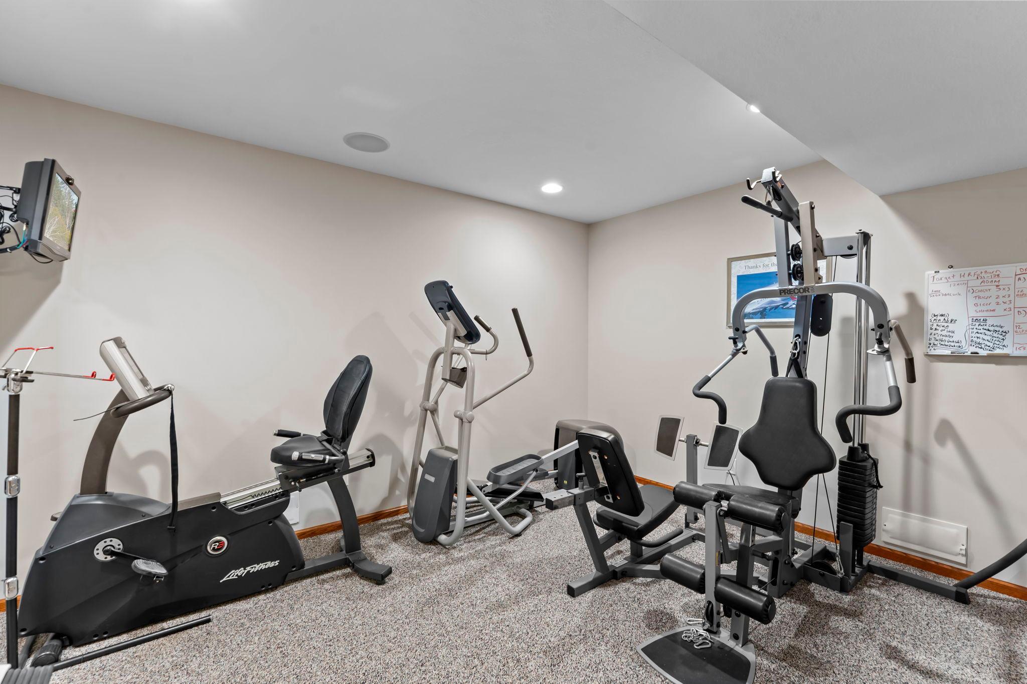 Lower level exercise room