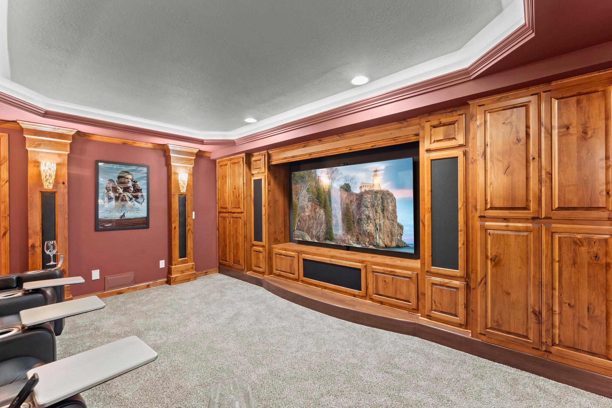 Cuddle up for a movie night in the theater room