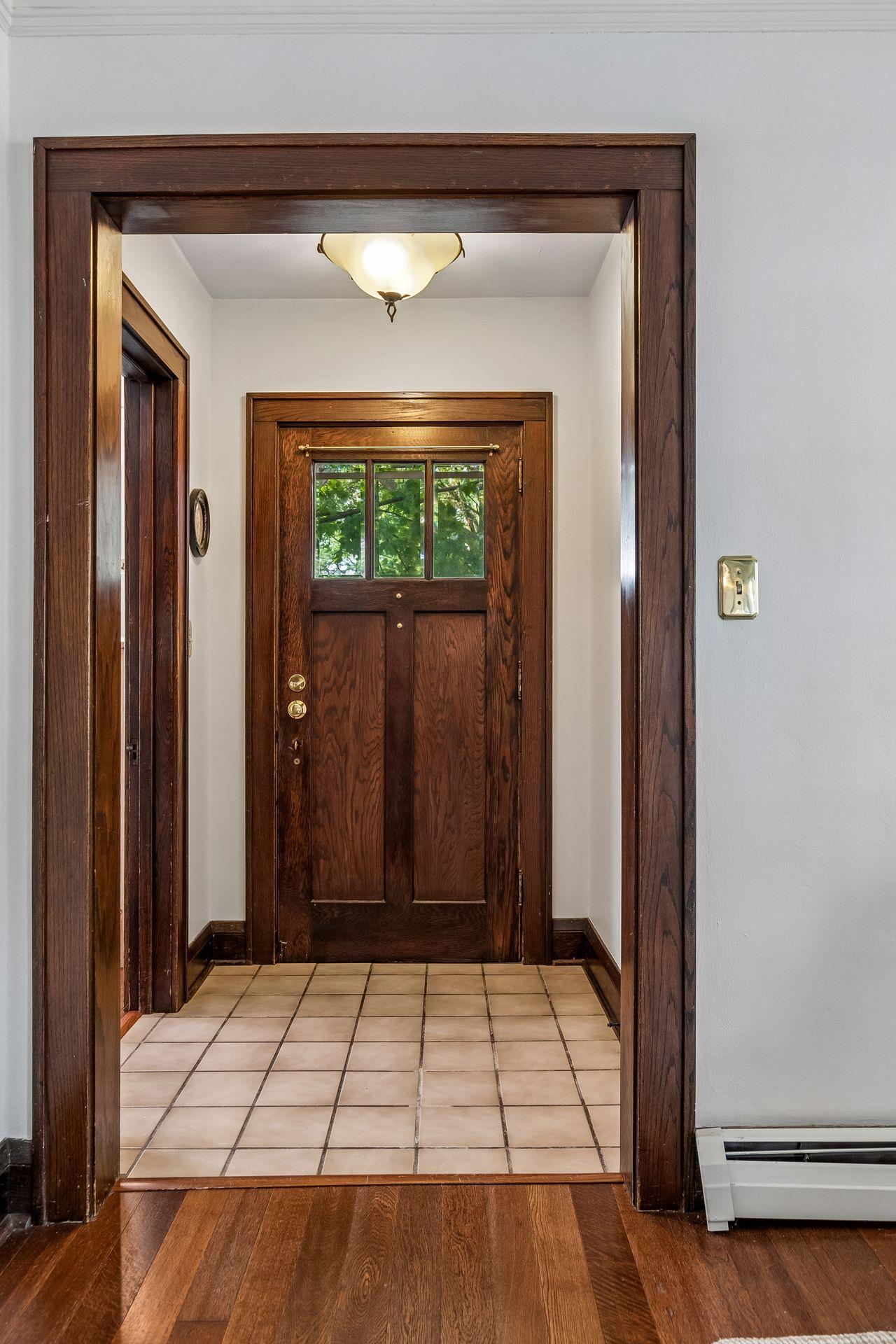 Leaded glass and natural woodwork