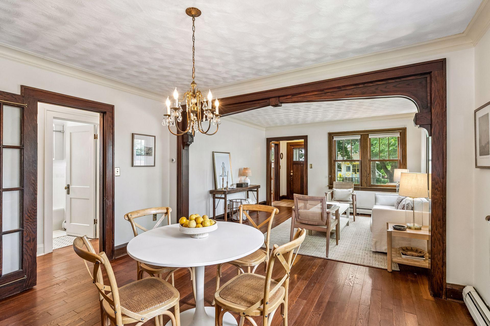 View across dining room towards living room