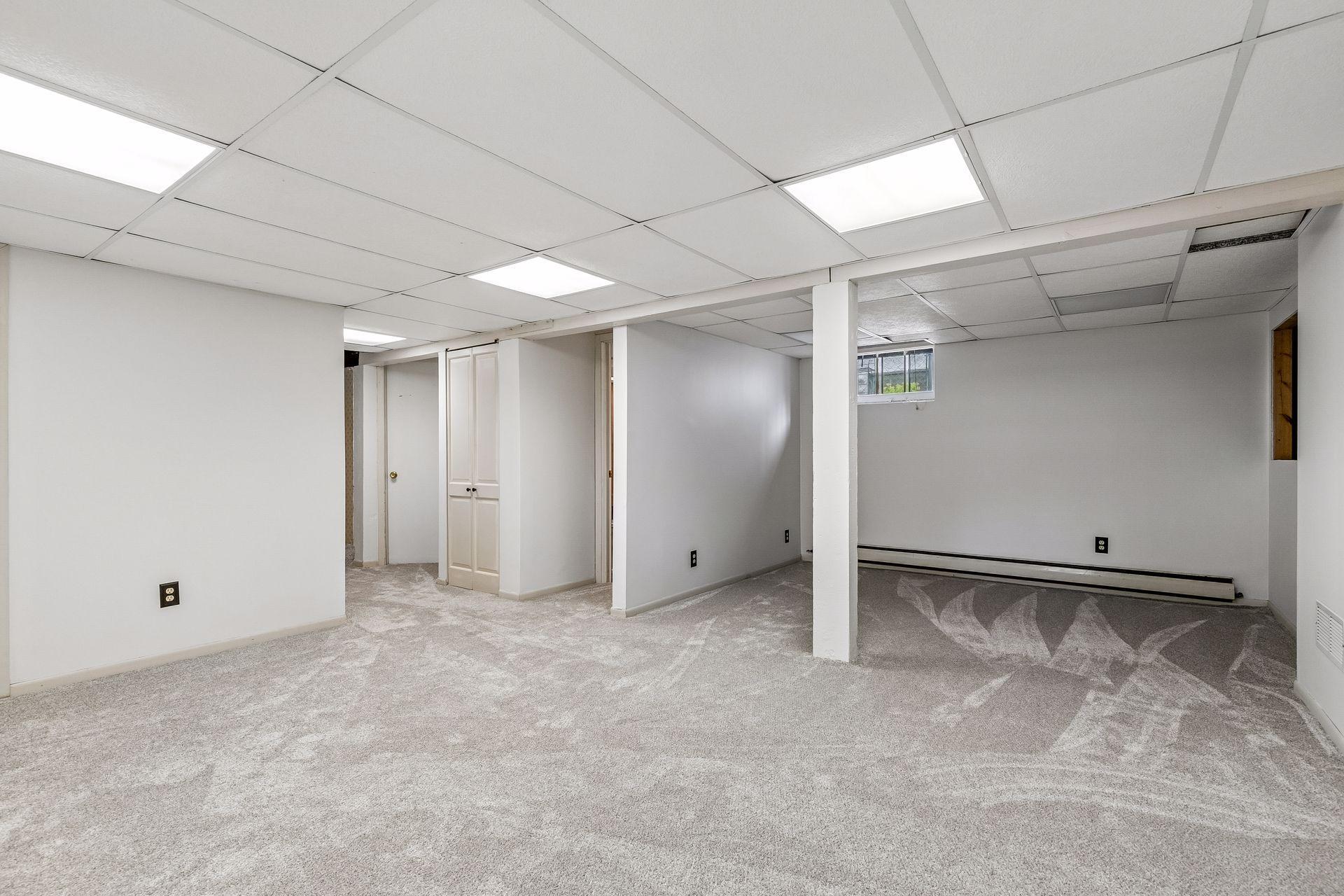 Fresh carpet in lower level family room