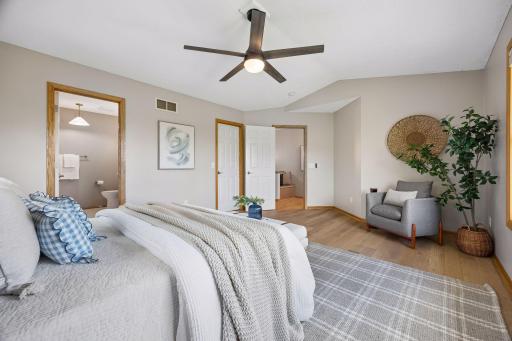 The primary bedroom suite - with a walk-in closet and your own large bathroom space.