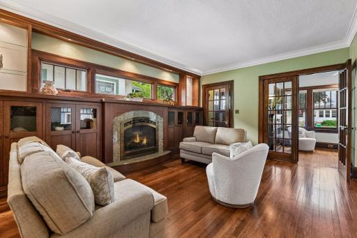 French door into the sun-drenched sunroom