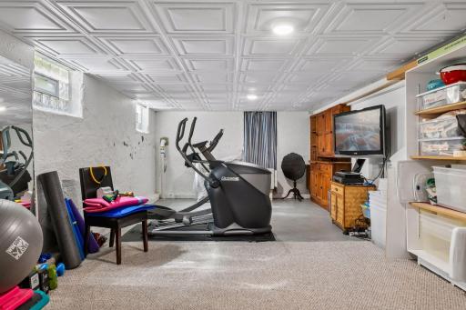 Large lower level family room/workout area