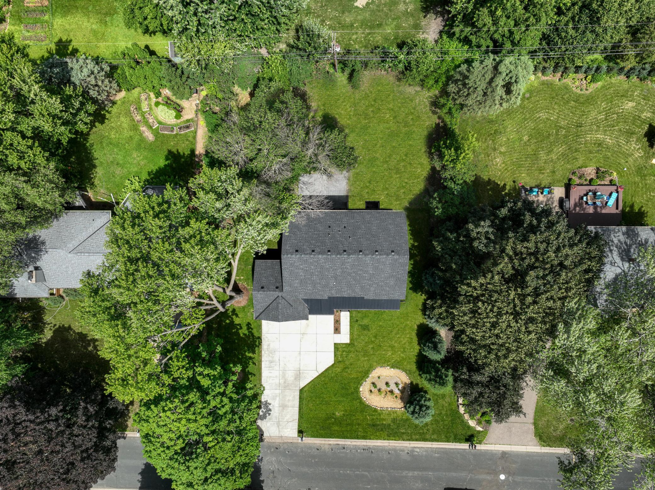 Overhead aerial view of the property