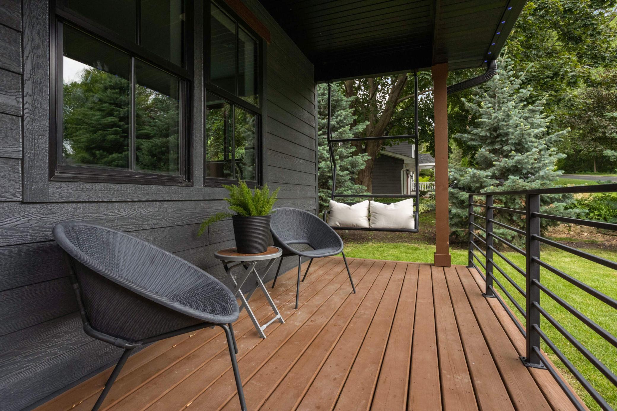 Front porch with custom swing
