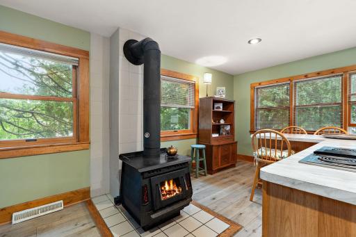 Wood-Burning Stove in Kitchen