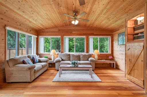 This gorgeous four season porch is where you'll spend most of your time.