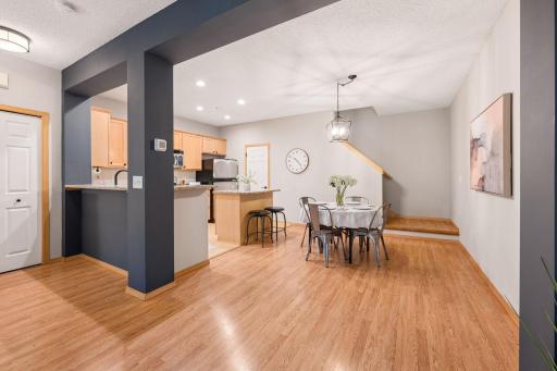 Generous dining area with plenty of room for entertaining and easy access to the kitchen.