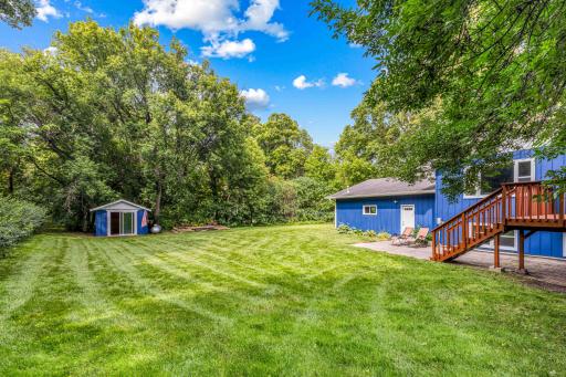 Wooded Backyard plus a Large Shed