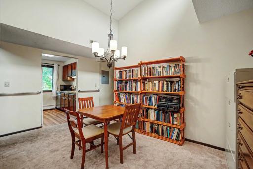 Dining space with southern facing high windows for natural light