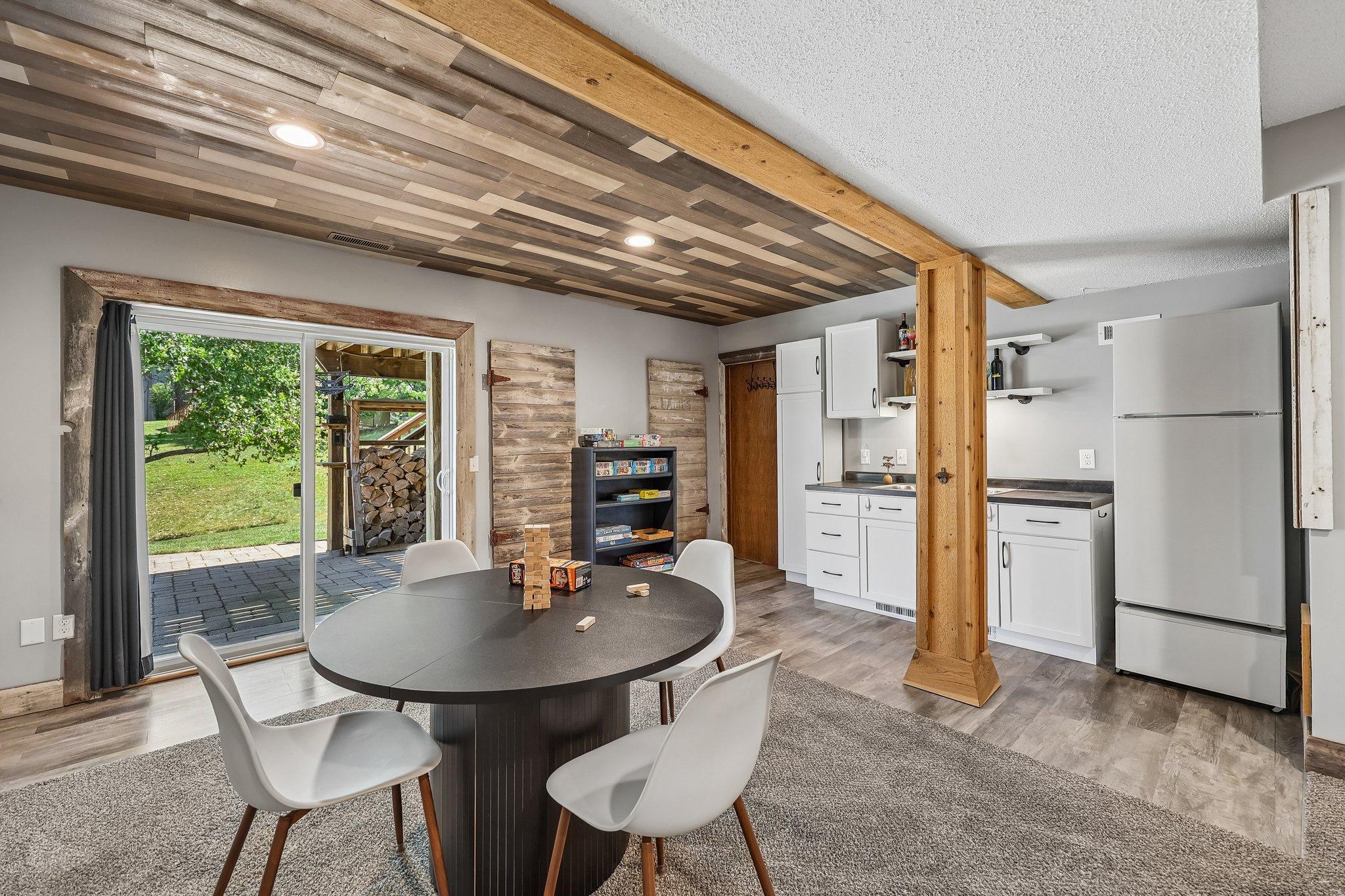 This space could easily be transformed in to a mother in law suite with the wet bar.