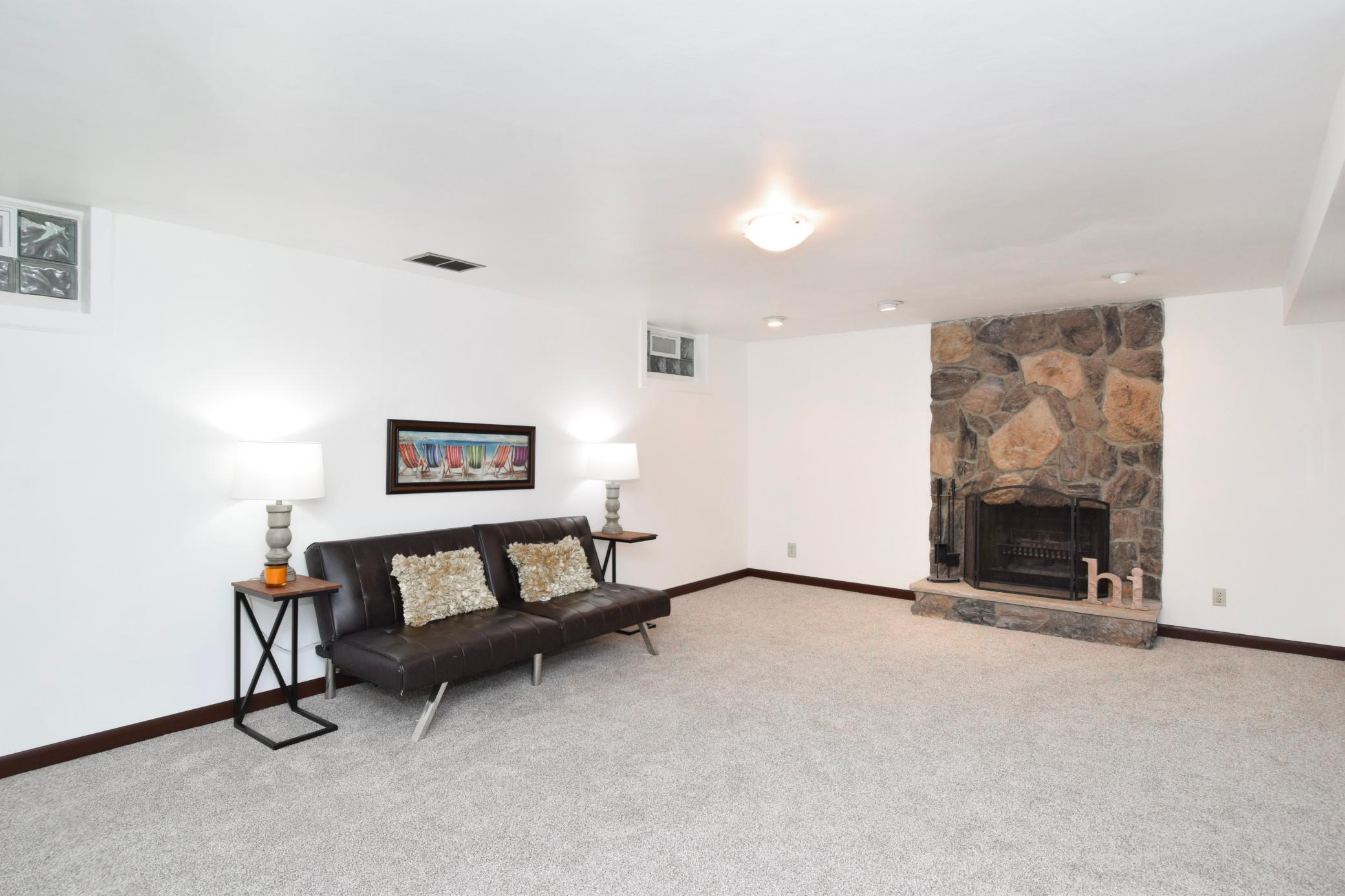 The family room with fresh paint & new carpet!
