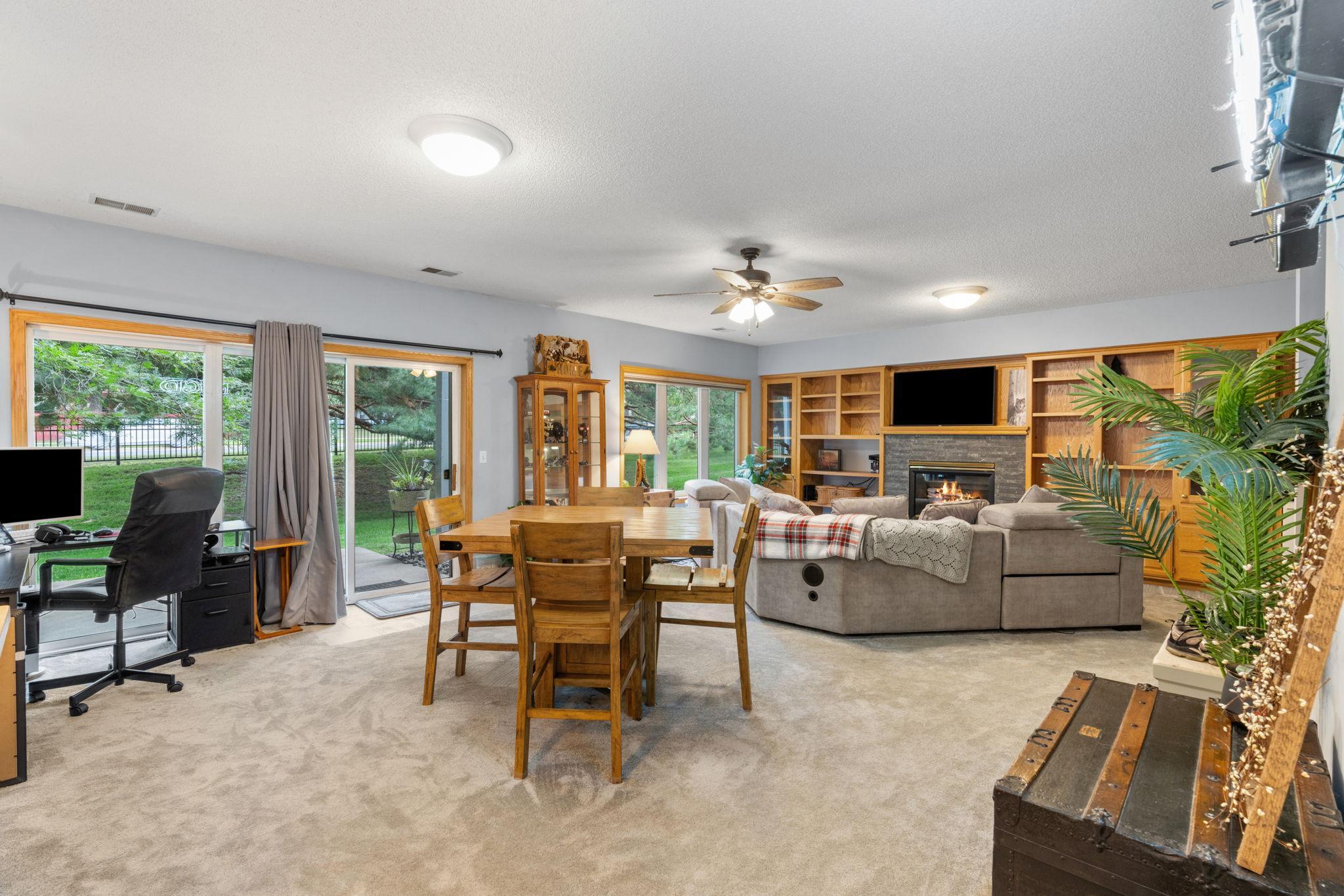 Lower Level Family Room w/ Built Ins