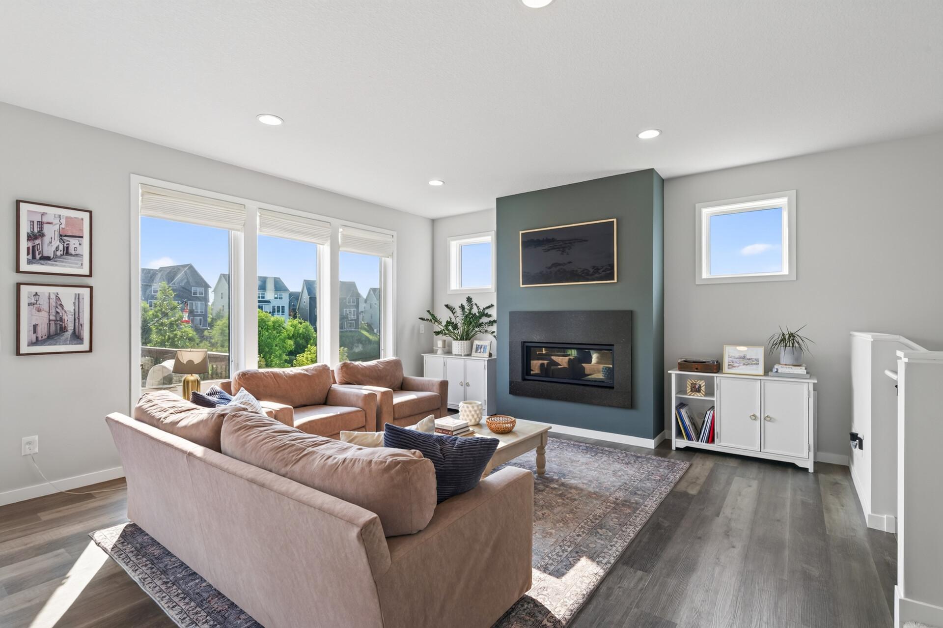 Expansive windows let the natural light pour in