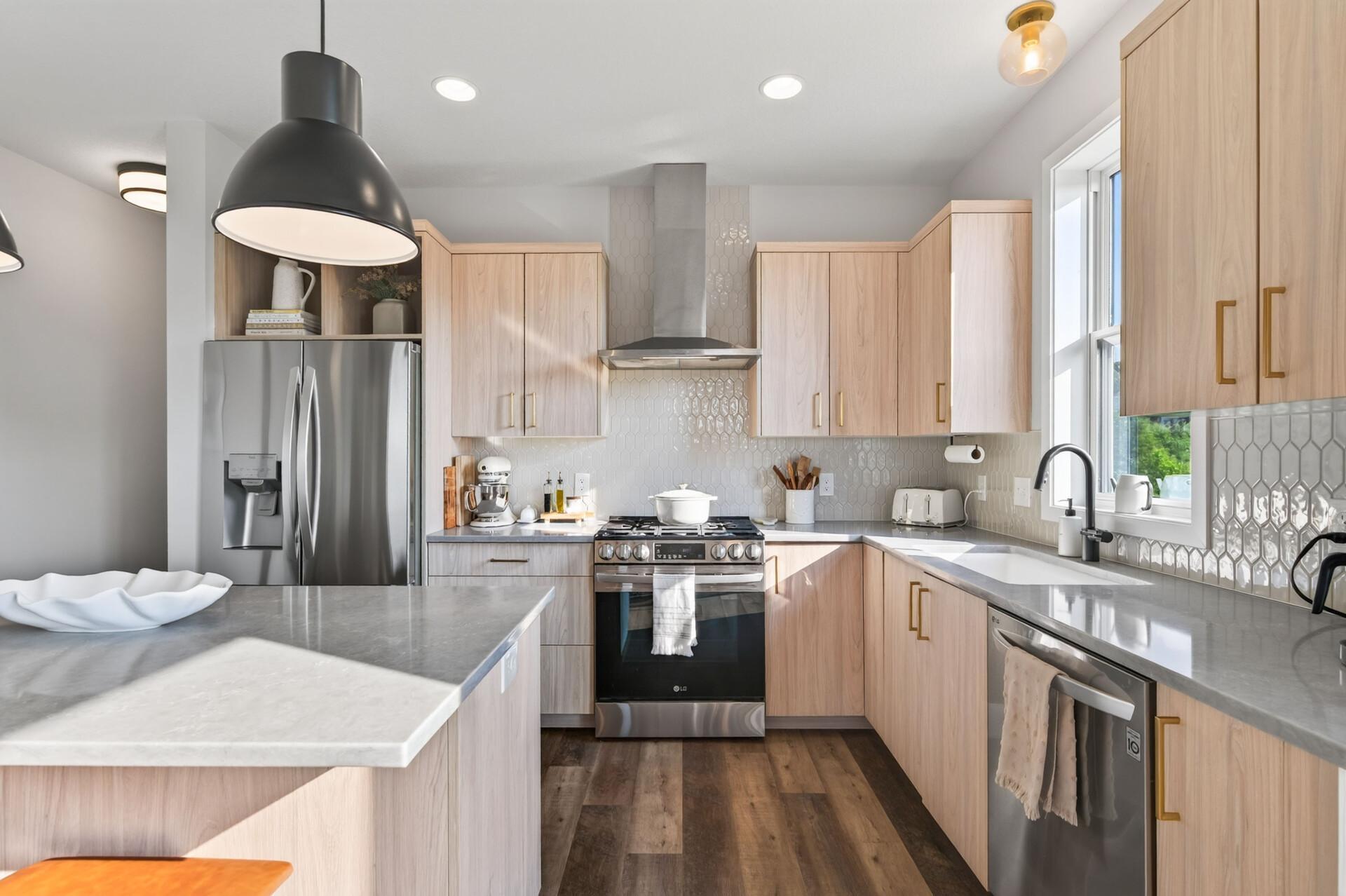 Clean lines and modern finishes throughout the kitchen