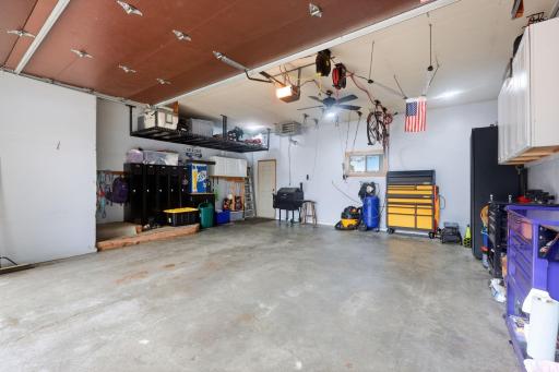 Insulated, heated, finished two car garage