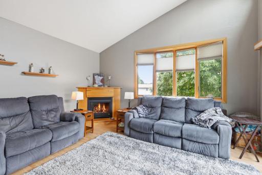 Gas fireplace in the corner
