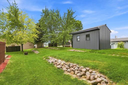 Backyard and storage shed