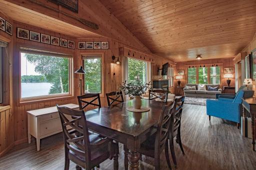Open concept living area with lakeviews out every window!