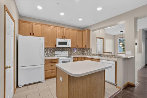 Kitchen features great cabinet and counter space plus a center island.