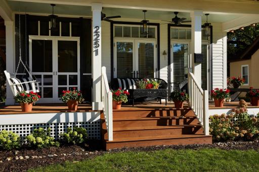 The inviting front porch enjoys beautiful southern exposure, ceiling fans, and a built-in swing—perfect for morning coffee or relaxing with friends. Porch measures 24x8