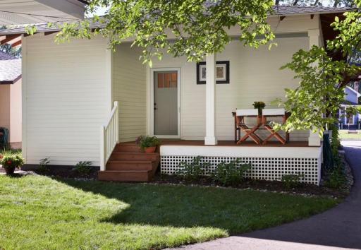 Step onto the private back porch and enjoy a peaceful, tranquil setting. Measuring 16x8.