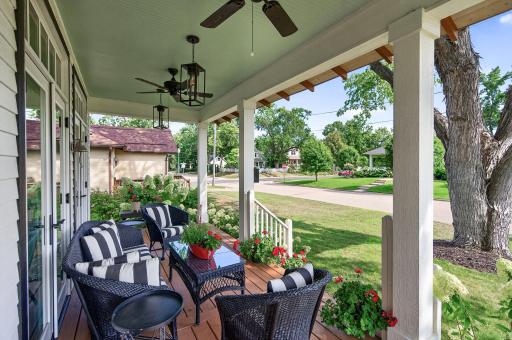 The inviting front porch enjoys beautiful southern exposure, ceiling fans, and a built-in swingâperfect for morning coffee or relaxing with friends. Porch measures 24x8