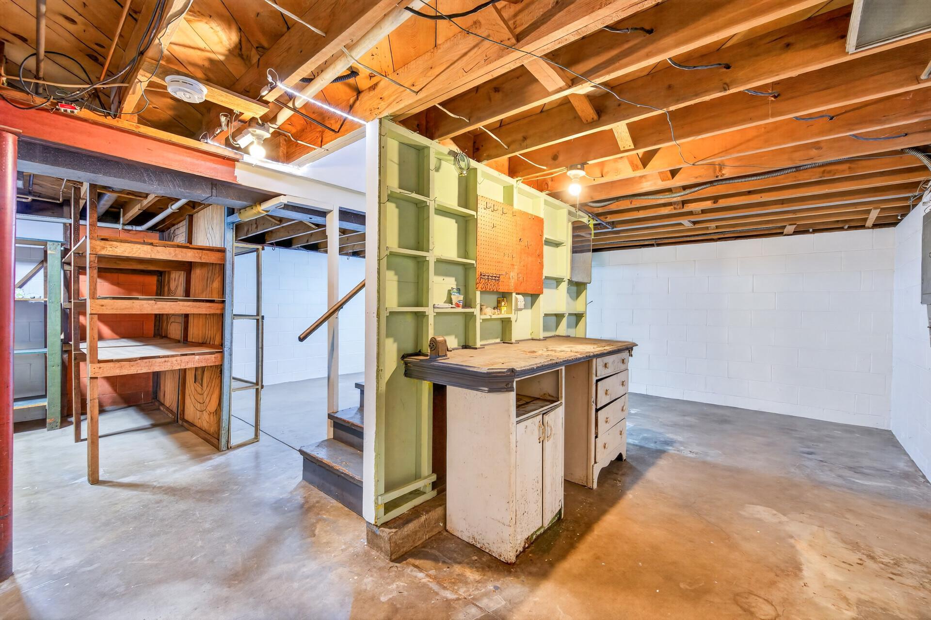 Convenient workbench is a must in every basement!