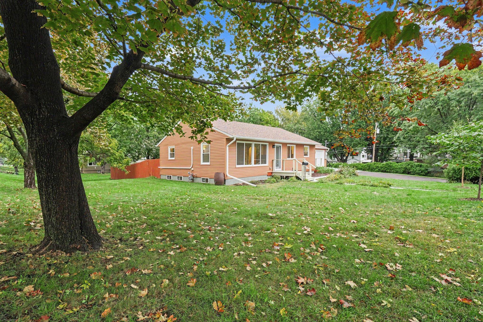 Large corner double lot with healthy mature trees.