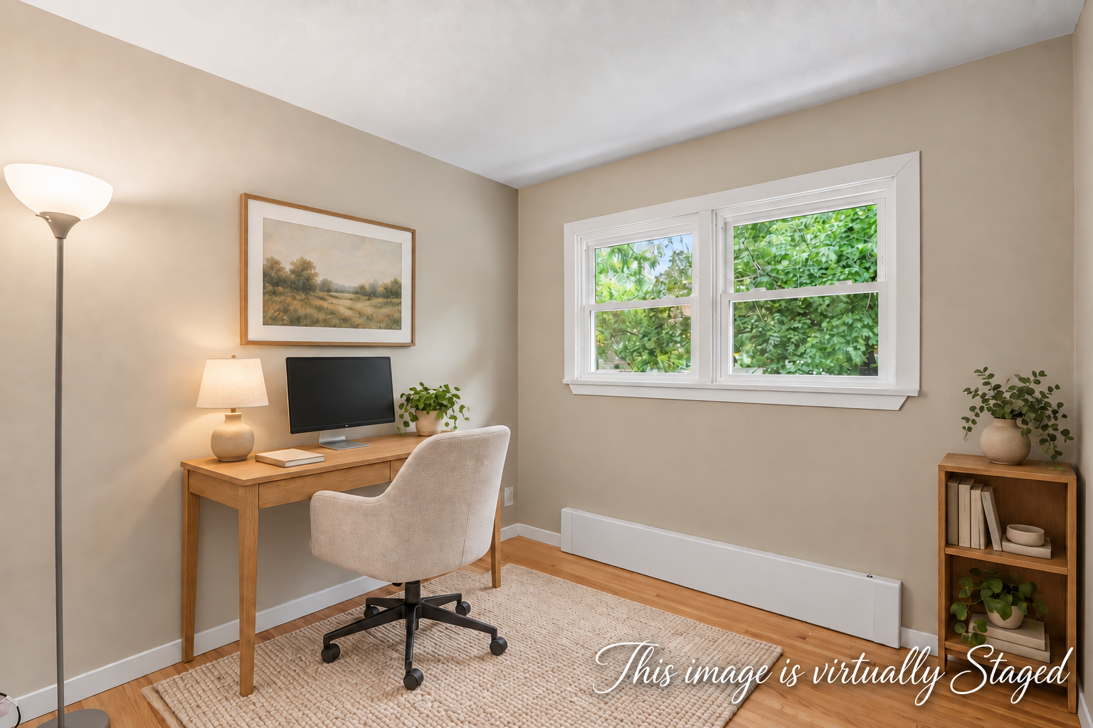 VIRTUALLY STAGED BEDROOM AS OFFICE