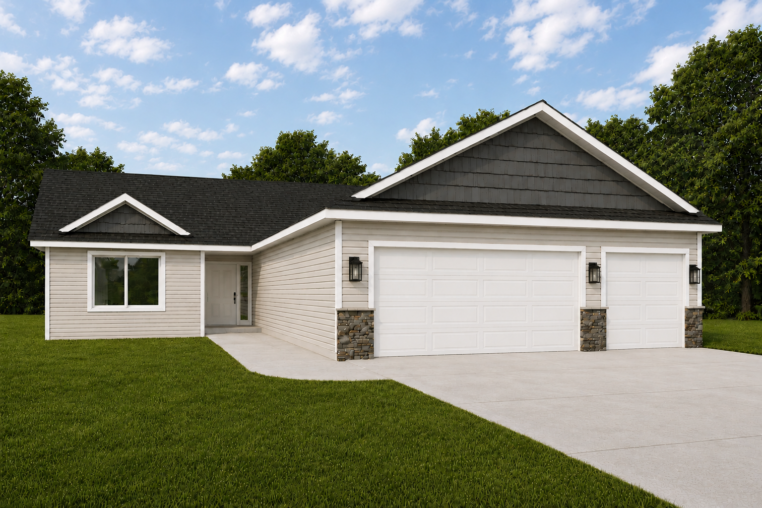 *AI-generated exterior rendering* This image is intended to provide a conceptual representation of the home. Not exact floor plan layout due to AI-generation.