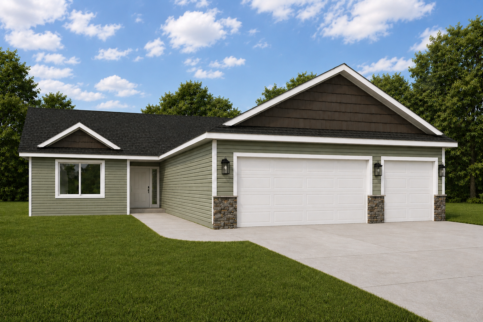 *AI-generated exterior rendering* This image is intended to provide a conceptual representation of the home. Not exact floor plan layout due to AI-generation.