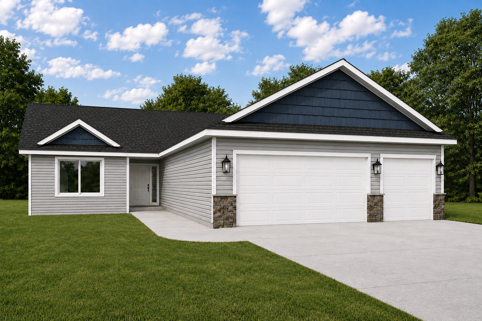 *AI-generated exterior rendering* This image is intended to provide a conceptual representation of the home. Not exact floor plan layout due to AI-generation.