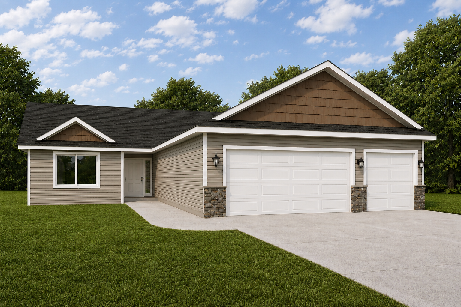 *AI-generated exterior rendering* This image is intended to provide a conceptual representation of the home. Not exact floor plan layout due to AI-generation.