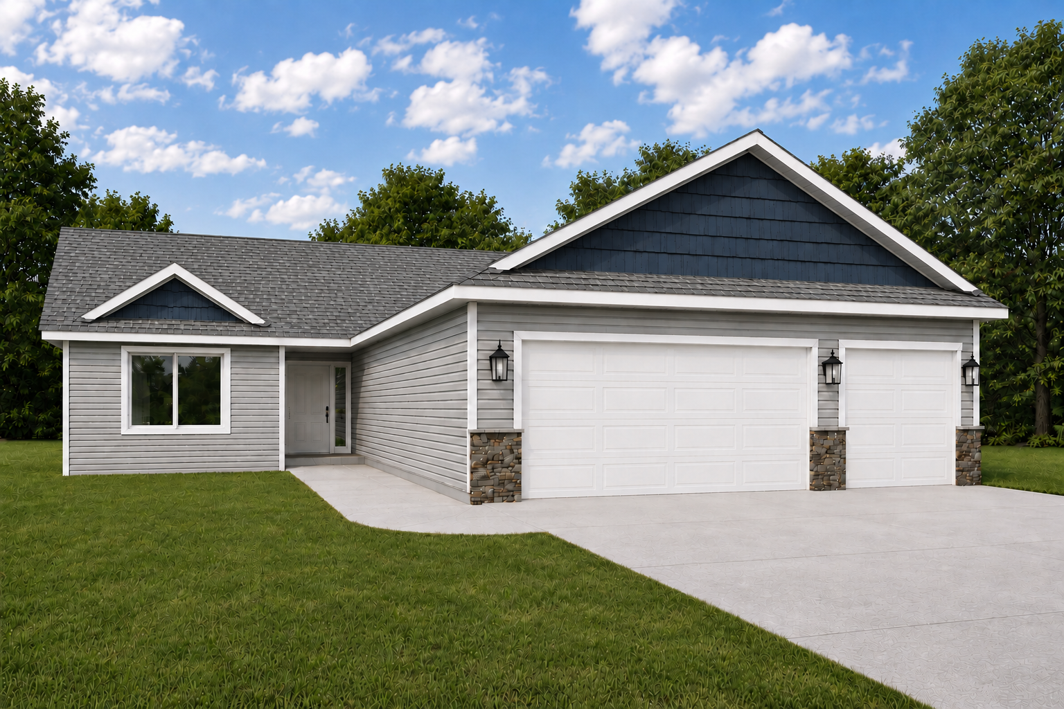 *AI-generated exterior rendering* This image is intended to provide a conceptual representation of the home. Not exact floor plan layout due to AI-generation.