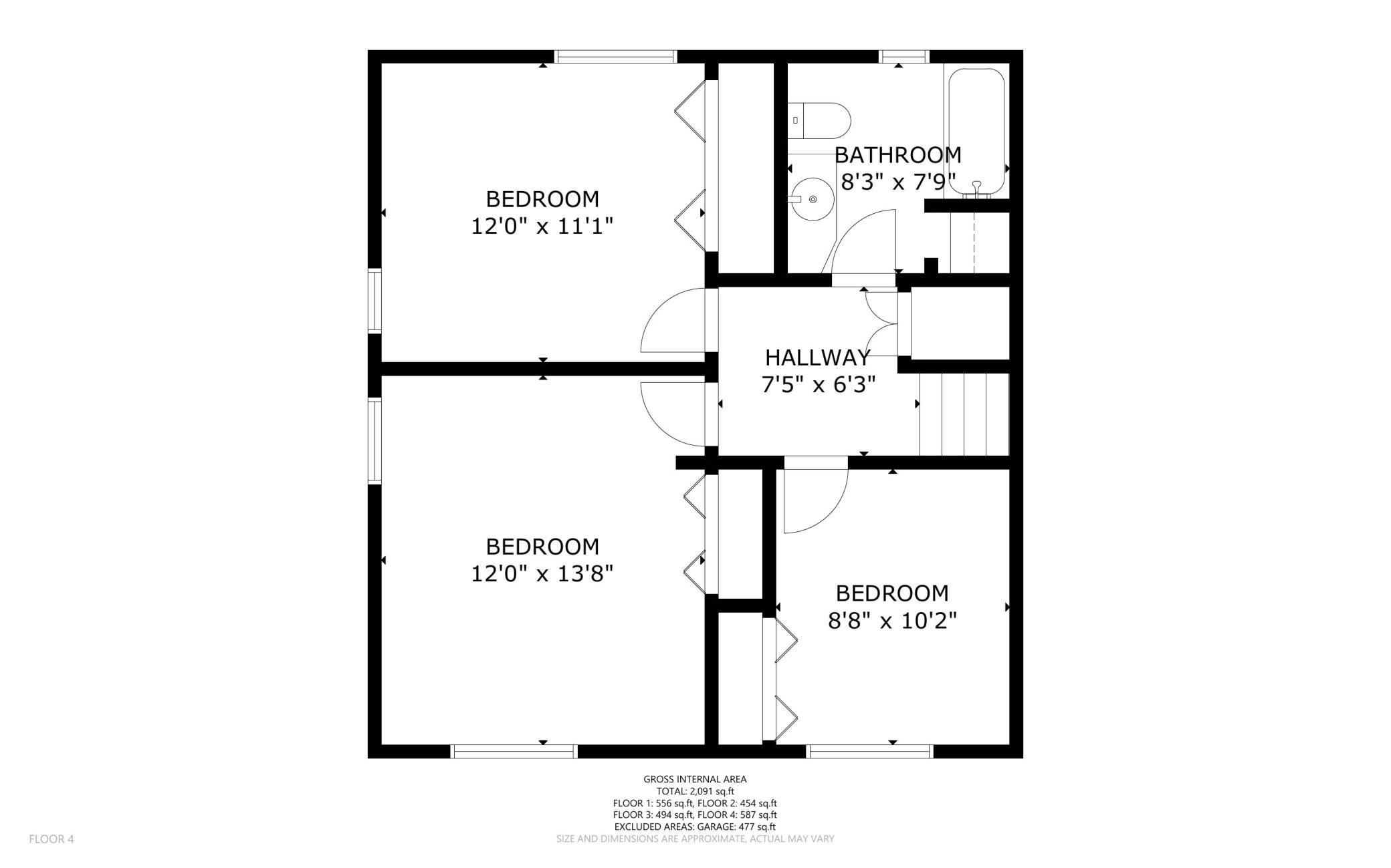 Upper level floorplan
