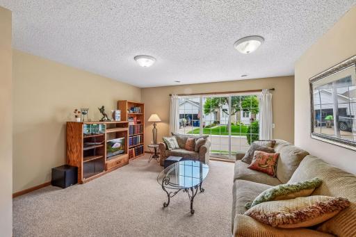lower level family room walks out to a concrete patio