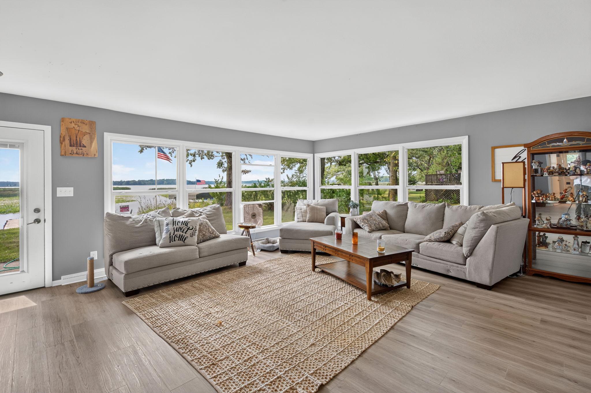 Living room with an abundence of natural light