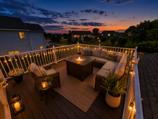 Nightime deck Virtually Staged