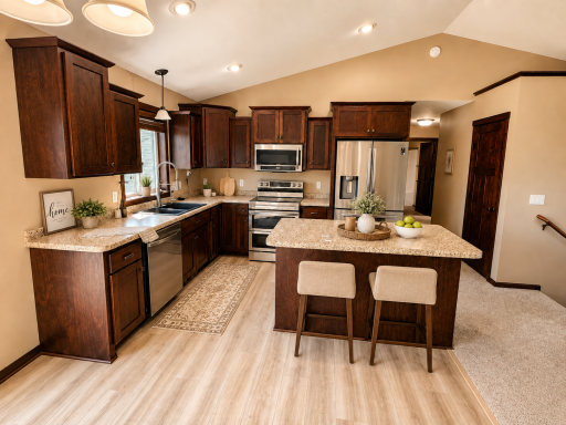 Kitchen w/island Virtually Staged
