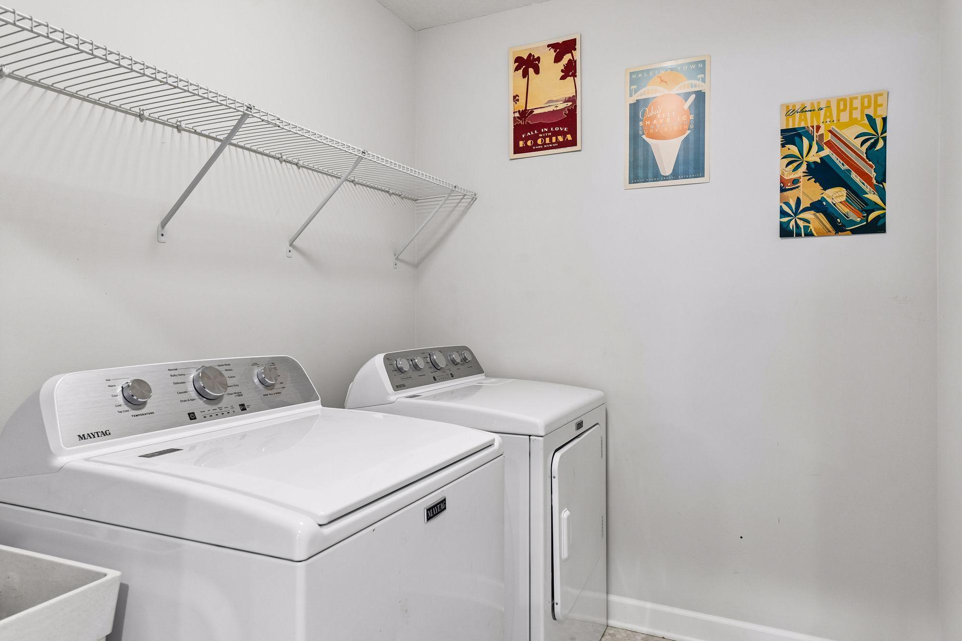 Upstairs laundry includes utility sink