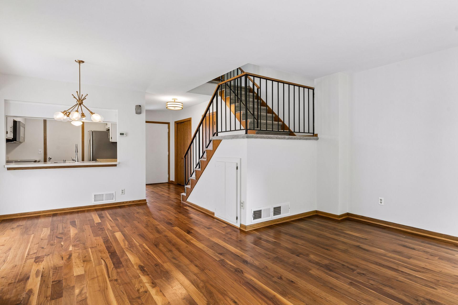 Main level with plenty of space for flexible furniture placement.