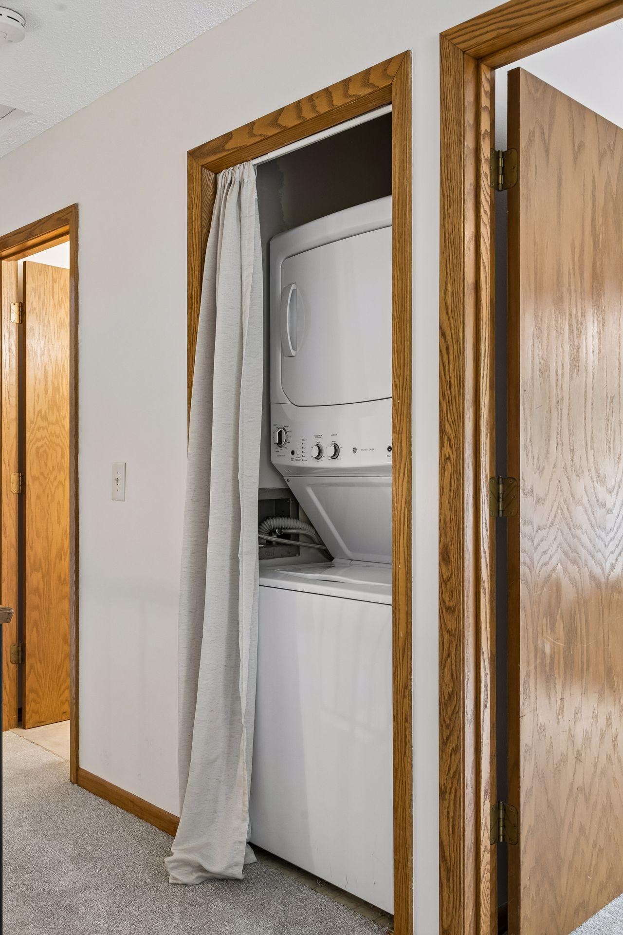 Convenient upper-level laundry keeps everyday chores close to both bedrooms—no hauling laundry up and down the stairs!