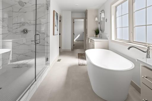 Marble Tile Shower Design Soaker Tub