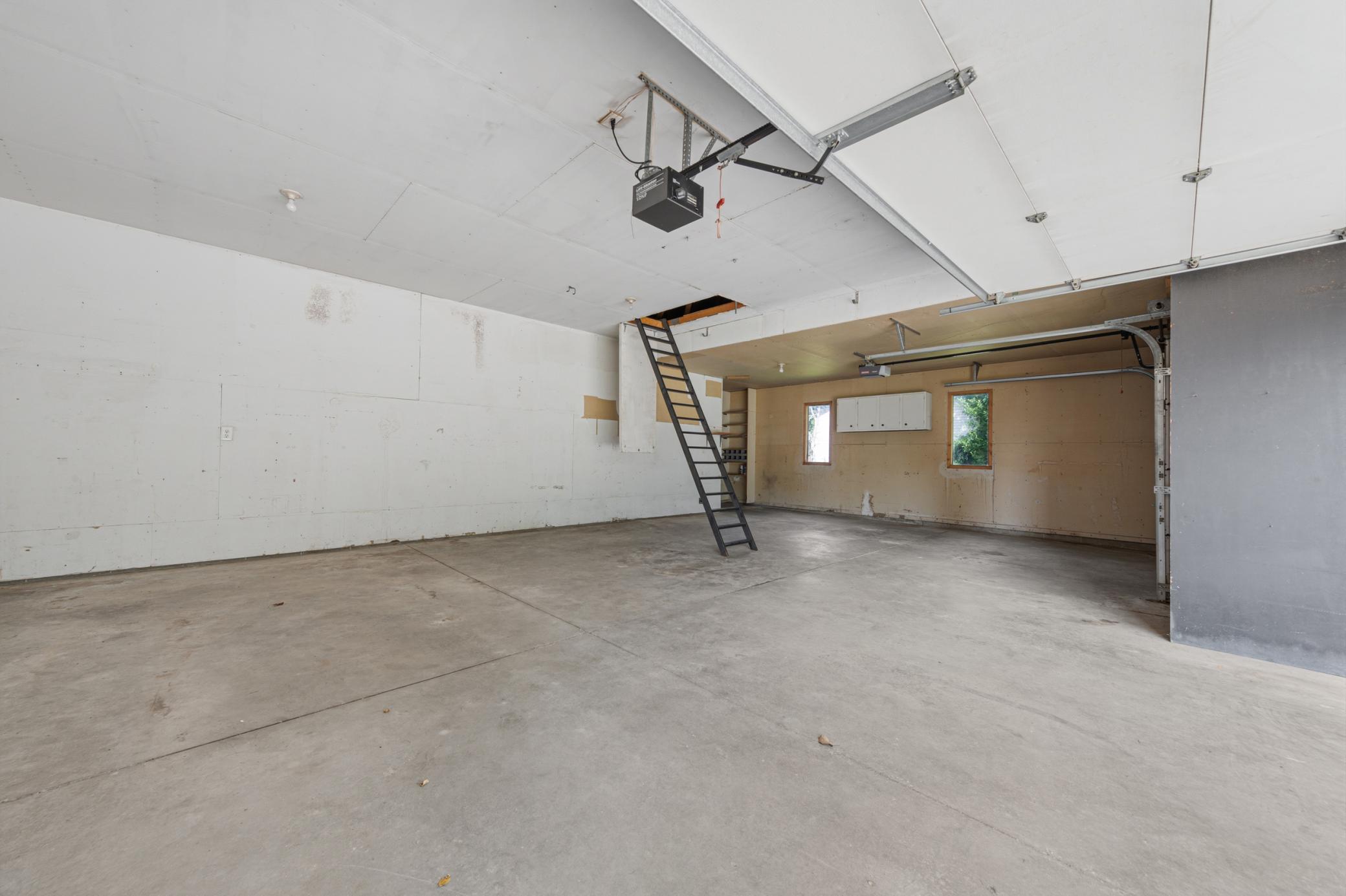 790' of attached garage space. Attic access and service door to the backyard. There is a 240 VAC outlet for a welder