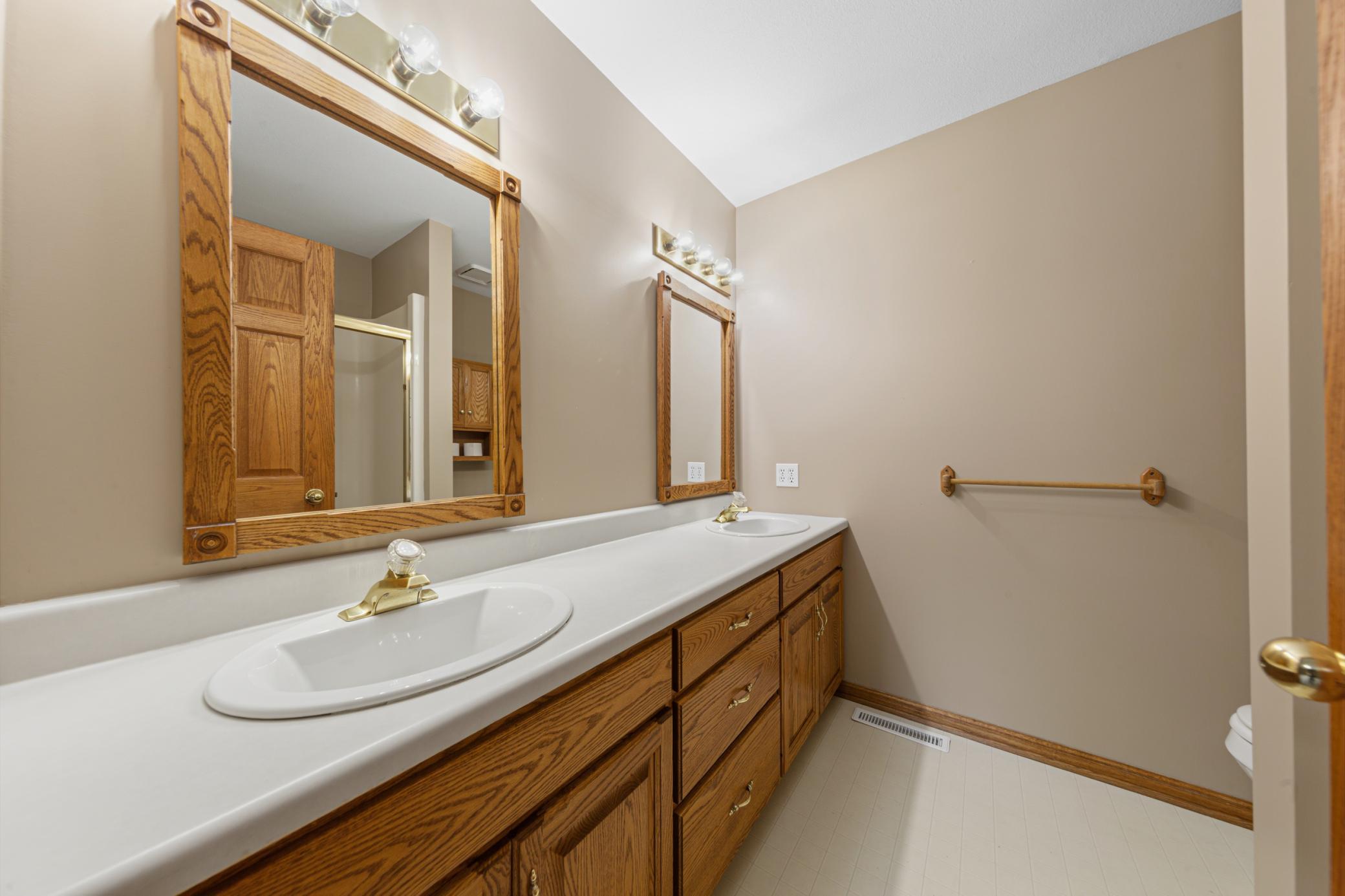 Primary bath with double sinks and shower