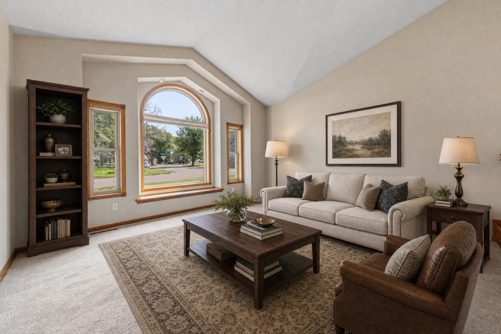 Living room, virtually staged