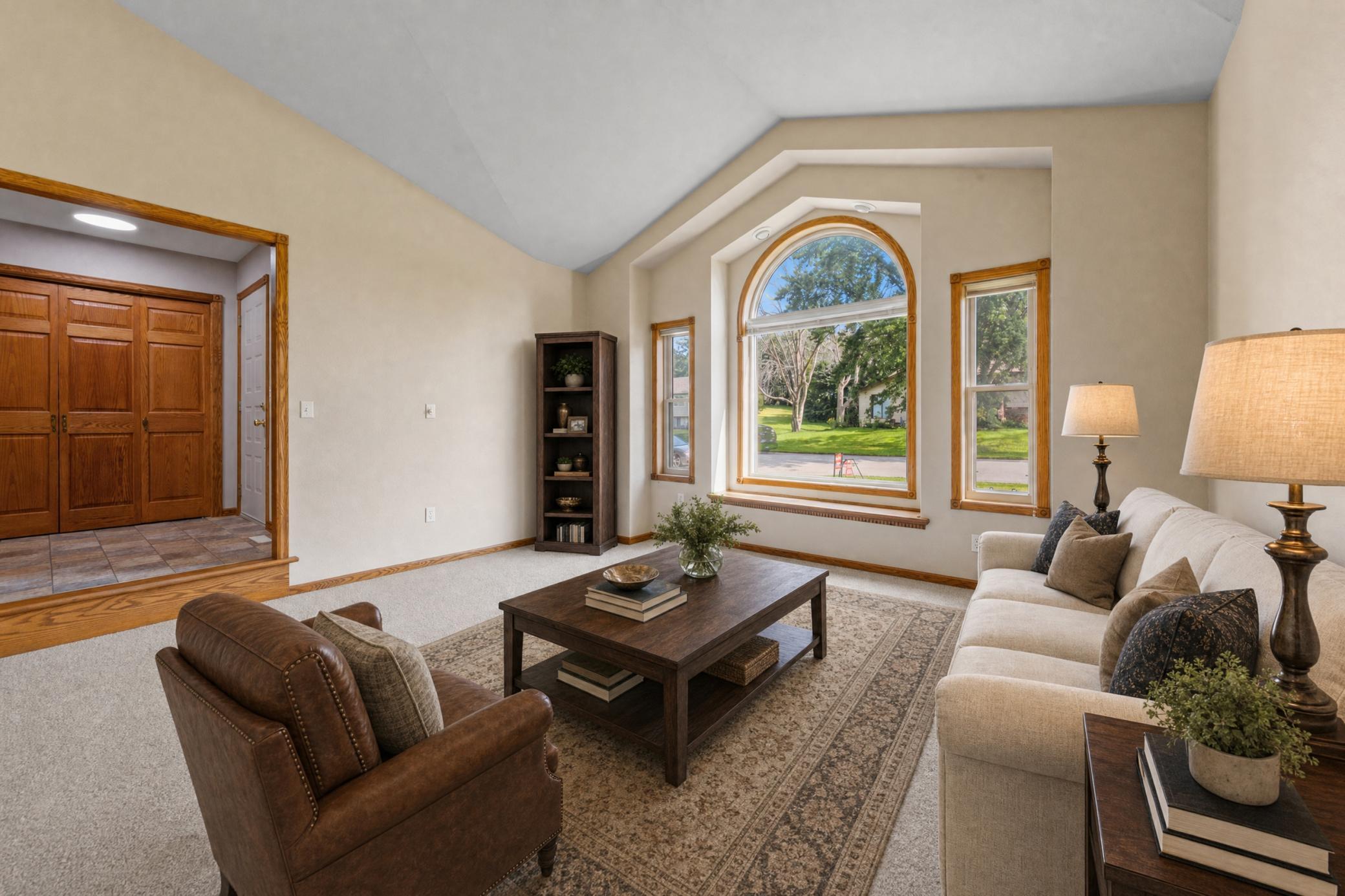 Living room, virtually staged